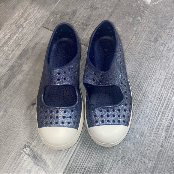 Native Juniper Glitter Mary Jane Blue Sparkly Slip on shoes size c13